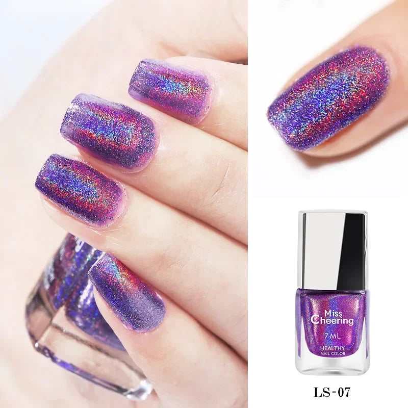 Laser Glitter Nail Polish – Holographic Rainbow 7ml 3-in-1