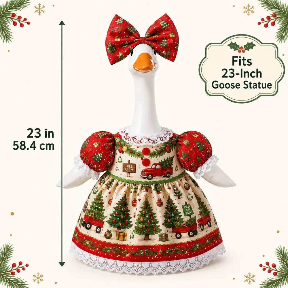 Red Truck Lace Dress Goose Costume – 23-Inch Holiday Outfit