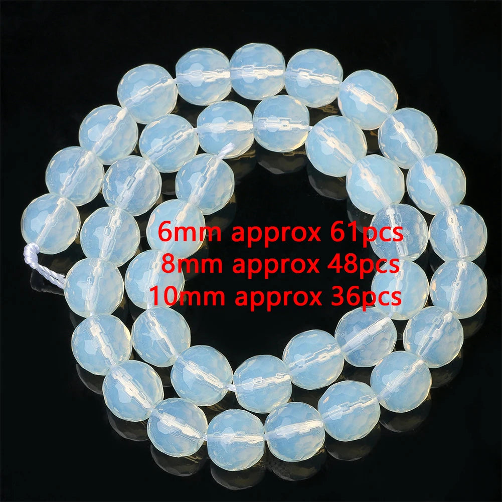 White Opalite Stone Beads 8mm Round Rondelle – DIY Jewelry Making