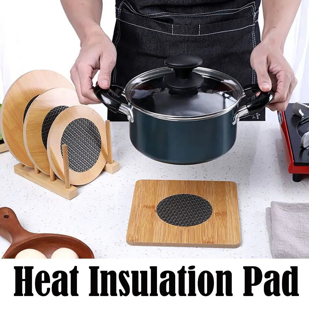 Wooden Heat Pad Anti-Slip Coaster – Round & Square Pot Holder