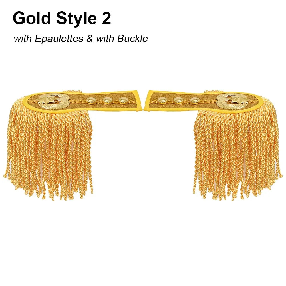 Tassel Fringe Epaulettes Shoulder Pad Brooch with Buckle – 1 Pair