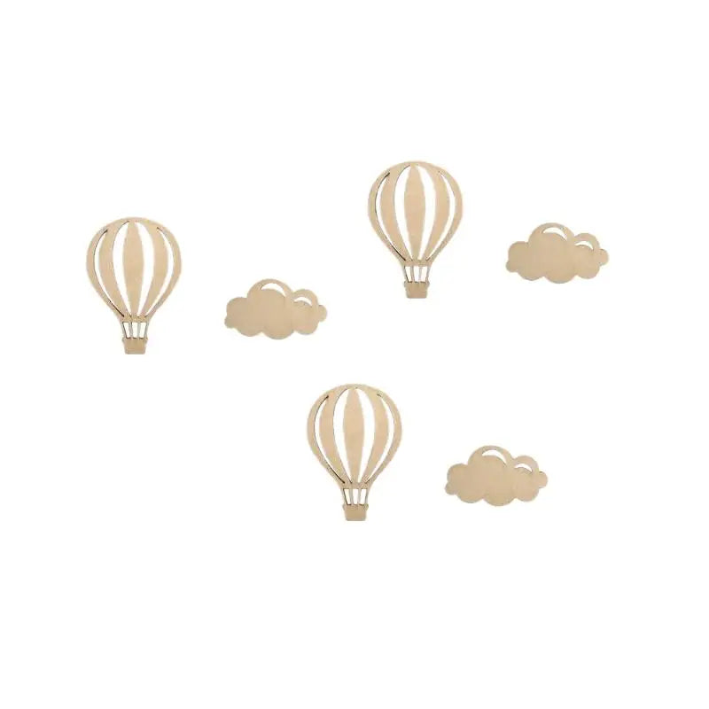 Wooden Hot Air Balloon Cloud Star Wall Sticker Set – Home Décor