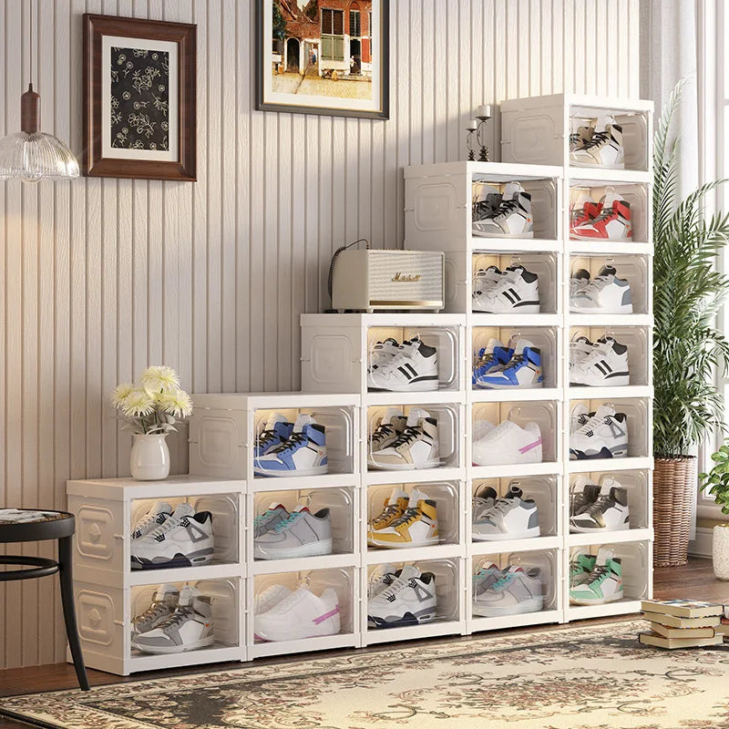Multi-Tier Clear Shoe Rack – Dust-Proof Transparent Cabinet