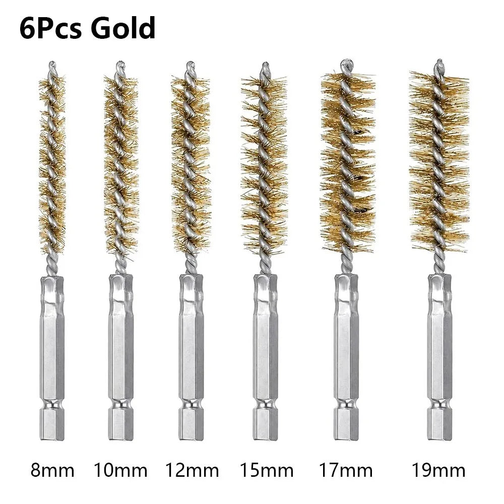 Stainless Steel Bore Brush Set 8–25mm | 6–14 Pcs with Hex Handle