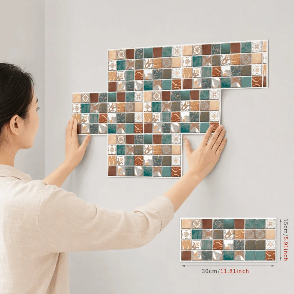 Peel & Stick Kitchen Backsplash Tiles – Brown PVC 6-Pack