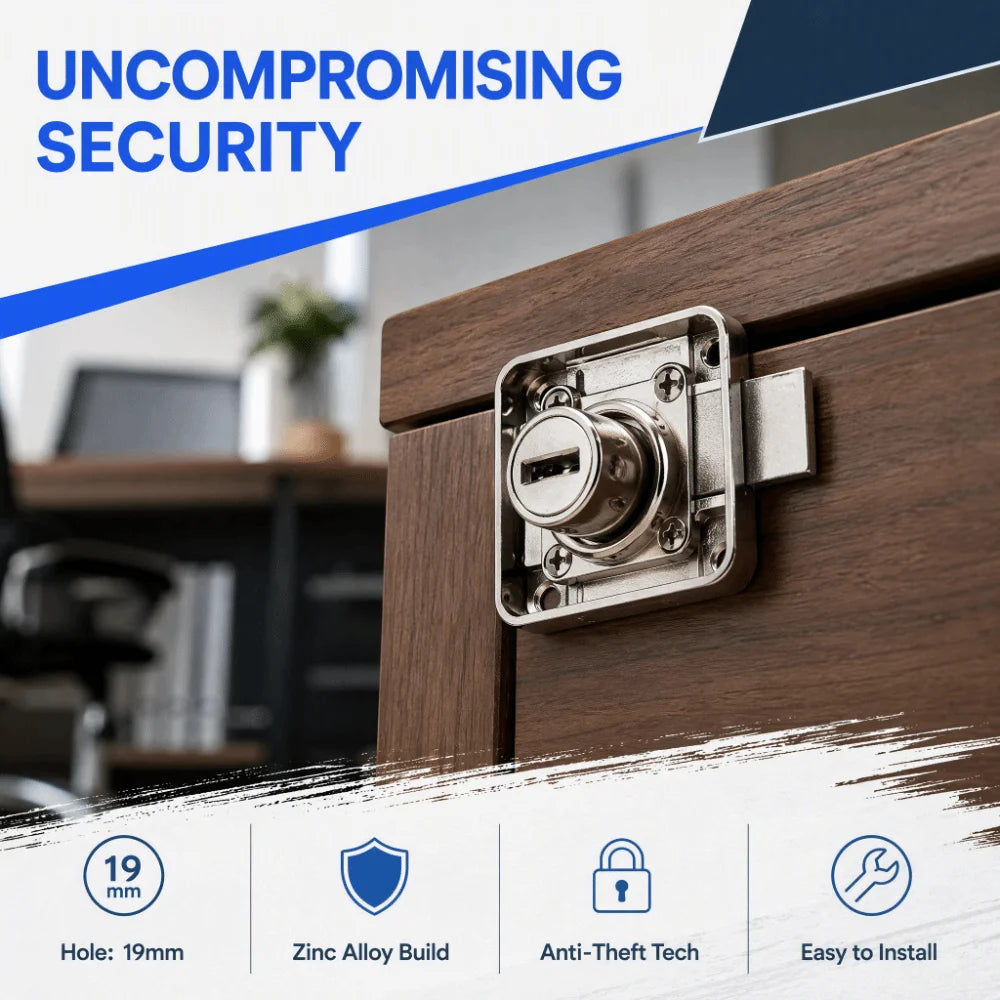 Zinc Alloy Drawer & Cabinet Deadbolt Lock | Reusable Security