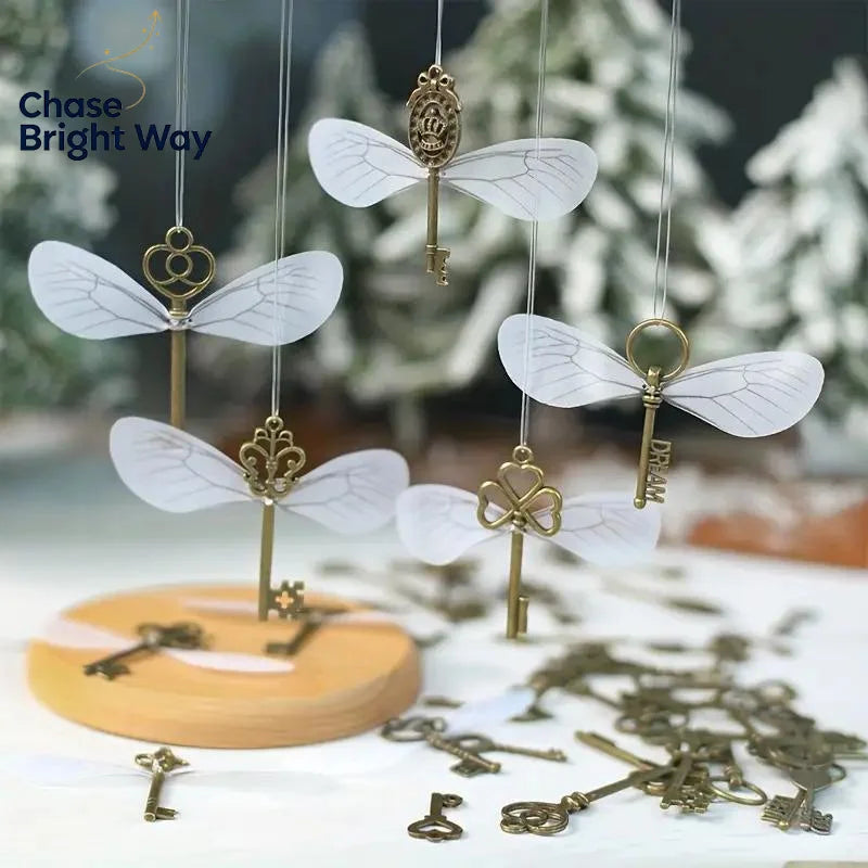 Vintage Filigree Flying Keys with Dragonfly Wings – DIY Decor