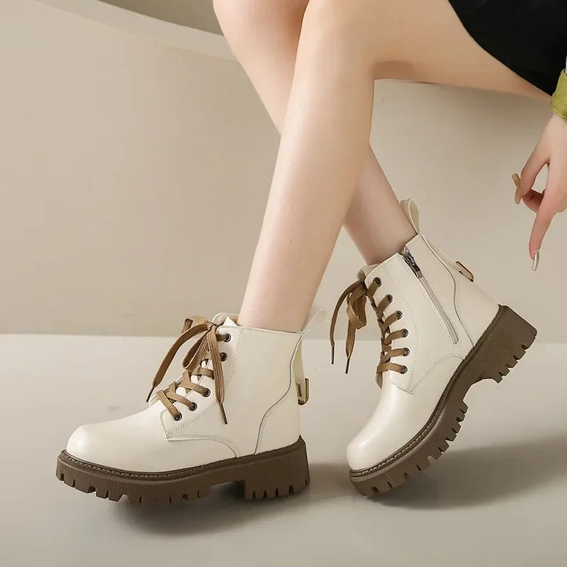 LEDP Women's British Style Ankle Boots – Platform Moto