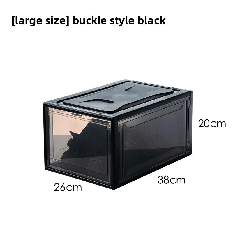 Transparent Flip-Top Sneaker Display Box – Stackable Organizer