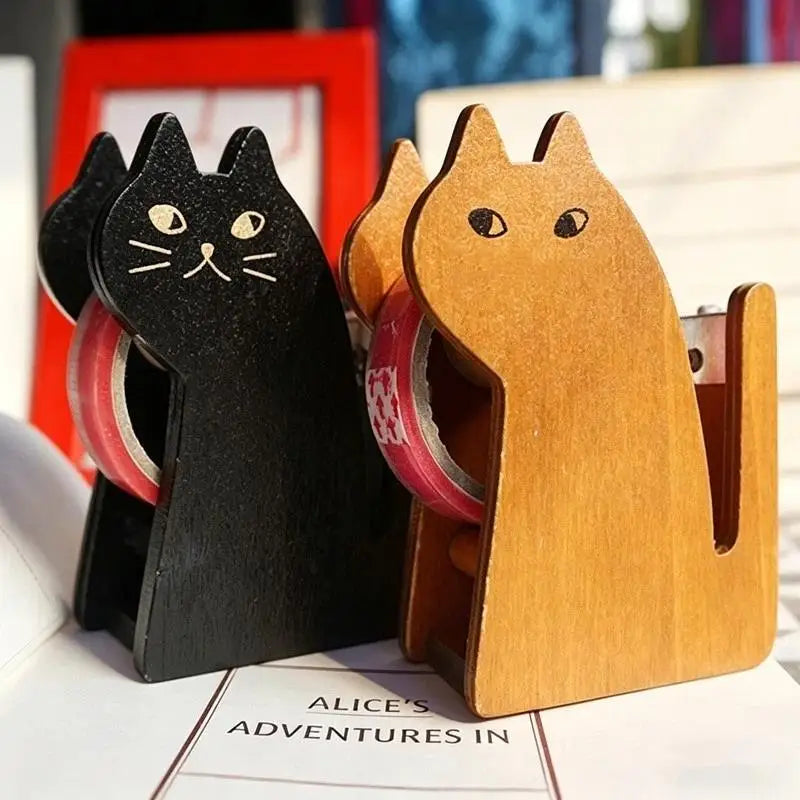 Wooden Animal Tape Dispenser – Squirrel & Whale Desk Cutter
