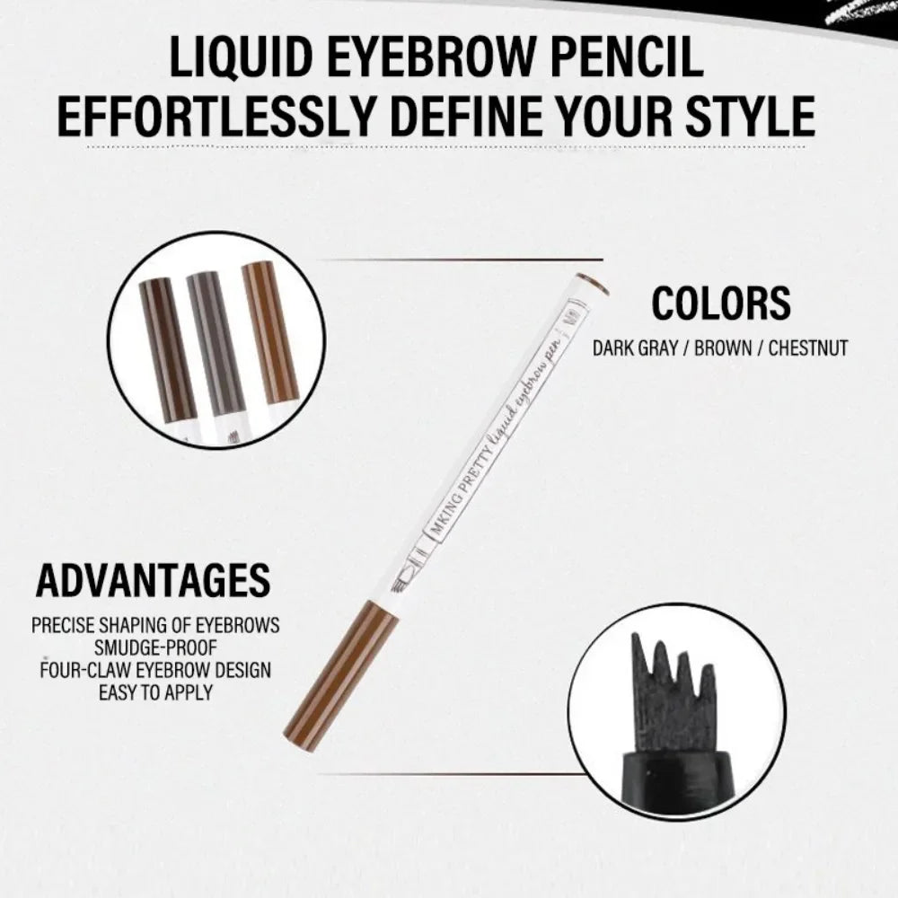 4-Fork Microblading Eyebrow Pen – Waterproof Liquid Brow Kit