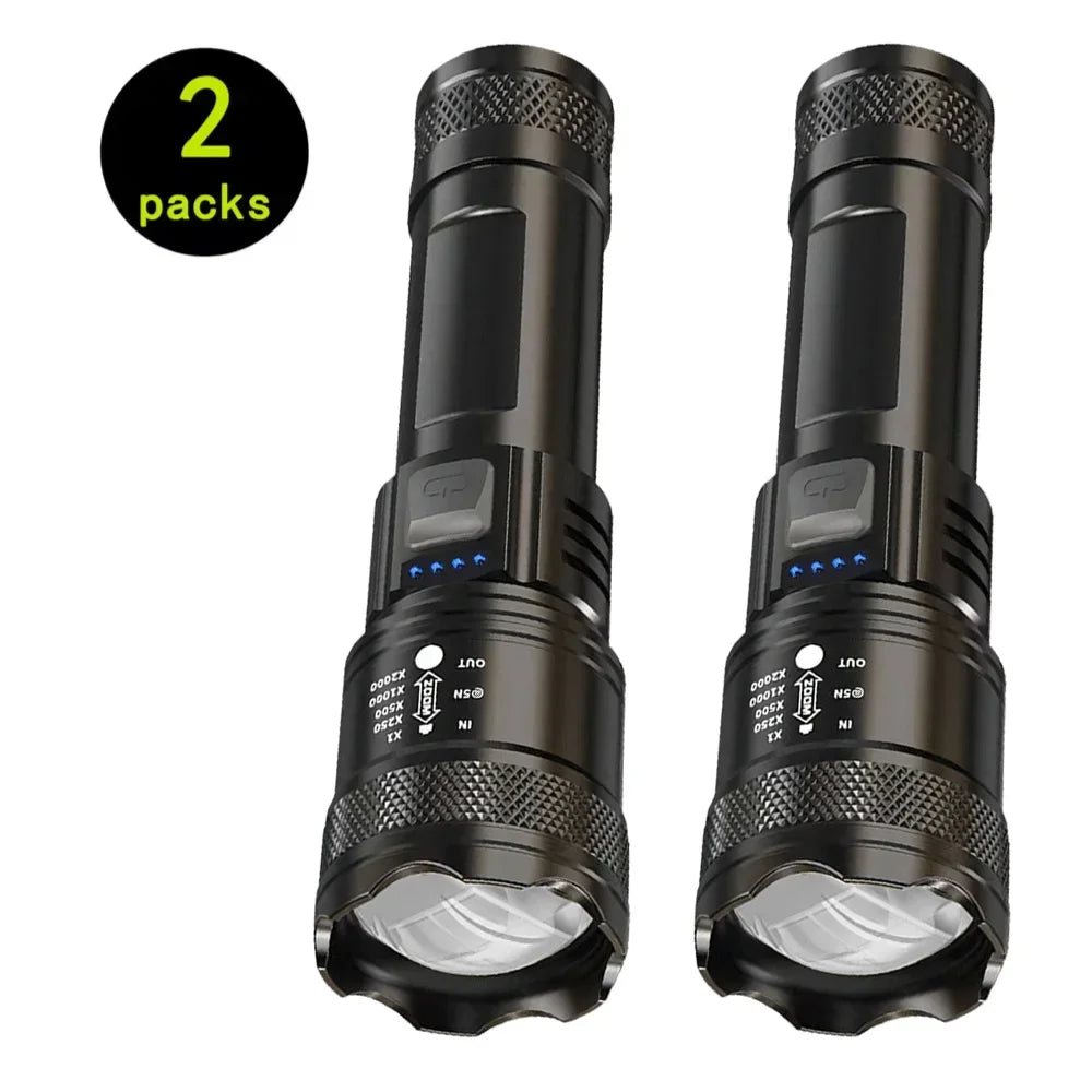 USB Rechargeable Zoomable LED Tactical Flashlight – 3000m Range