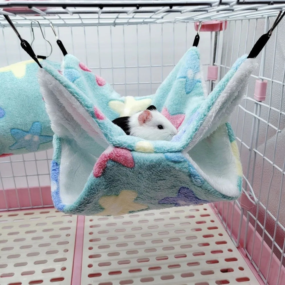 Hanging Pet Hammock – Double-Layer Fleece Nest for Small Animals