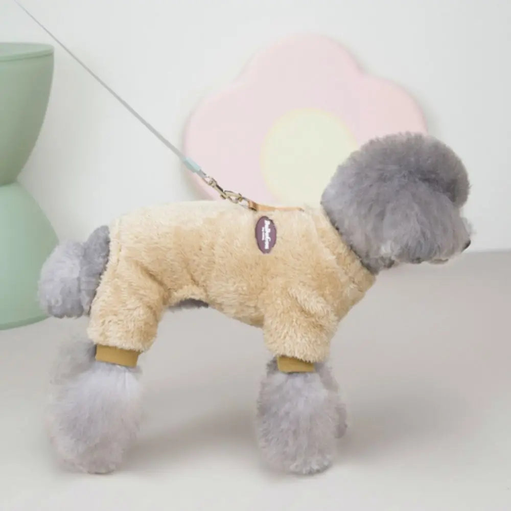 Flannel Coral Fleece Dog Jumpsuit – Warm 4-Leg Pet Overalls