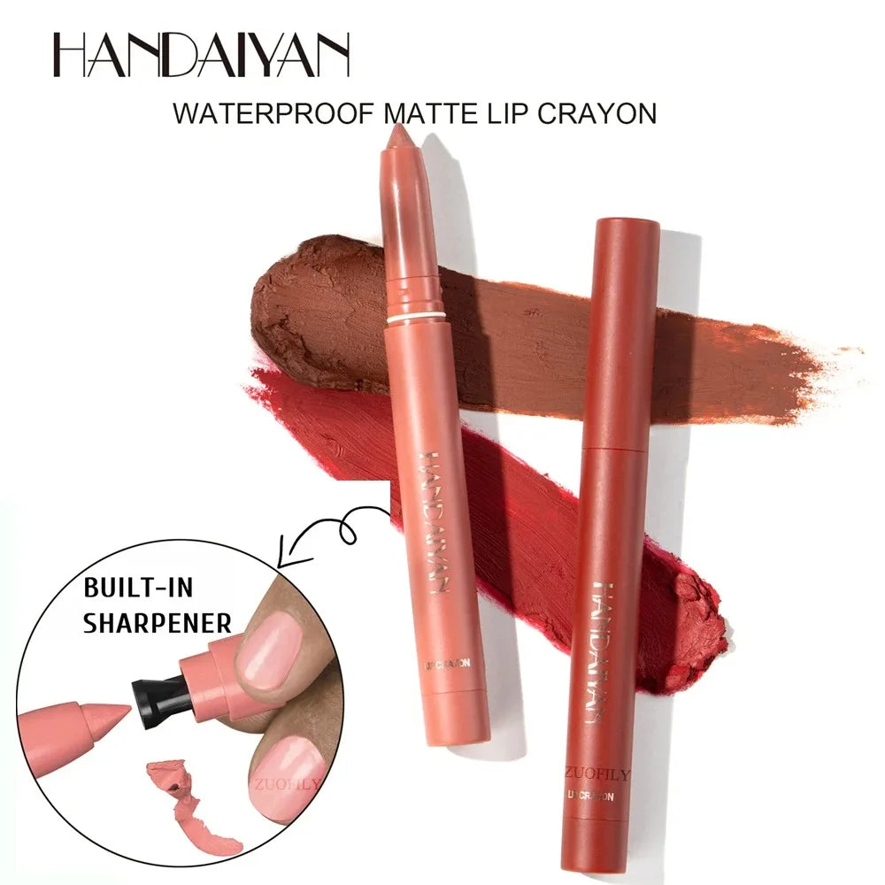 Waterproof Matte Lip Liner Pencil – 12 Shades | Long-Lasting