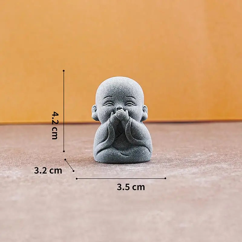 Zen Little Monk Statues – Resin Buddhist Figurines, 1 or 4 Pc