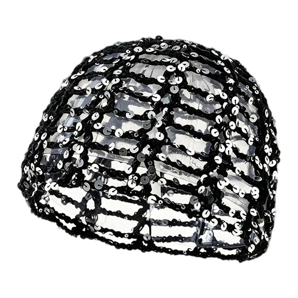 Y2K Sequined Crochet Fishnet Hat – Women's Summer Pullover Cap