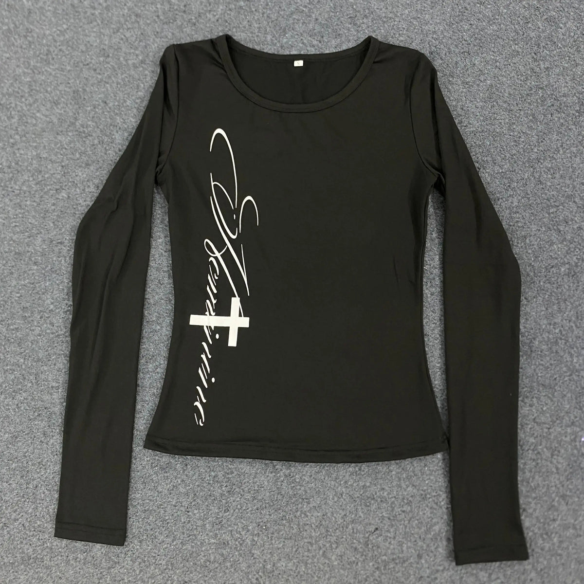 Y2K Gothic Grunge Punk Crop Top – Women's Slim Fit Long Sleeve