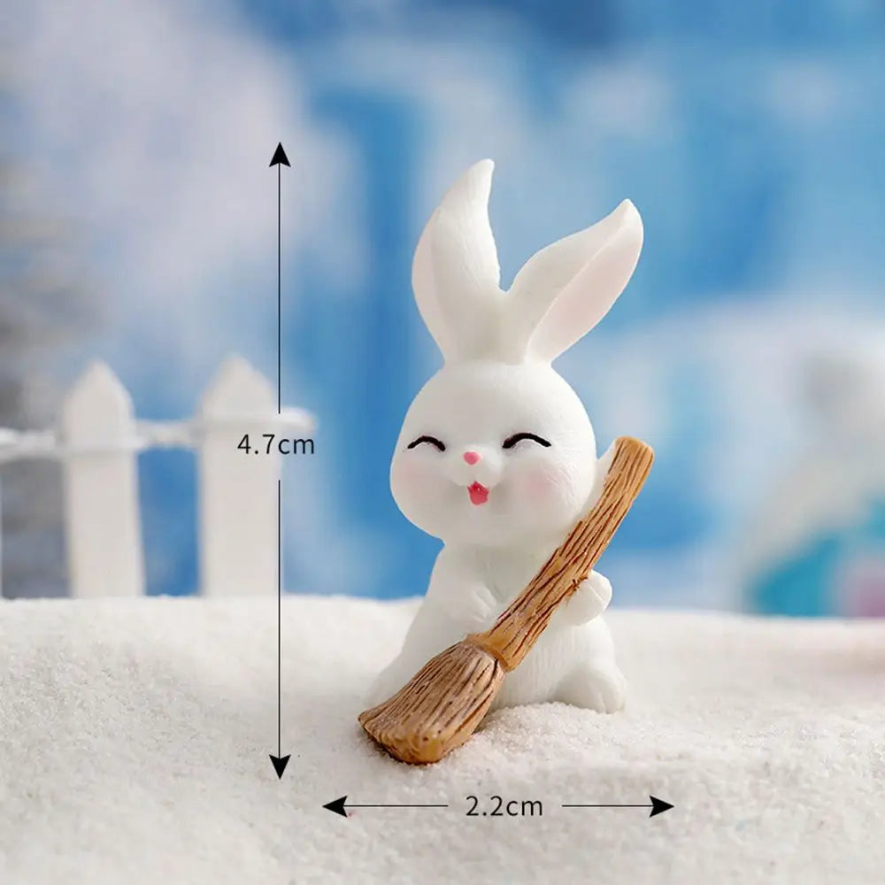 Snowman Bunny Miniature Figurine – Christmas Micro Landscape Décor