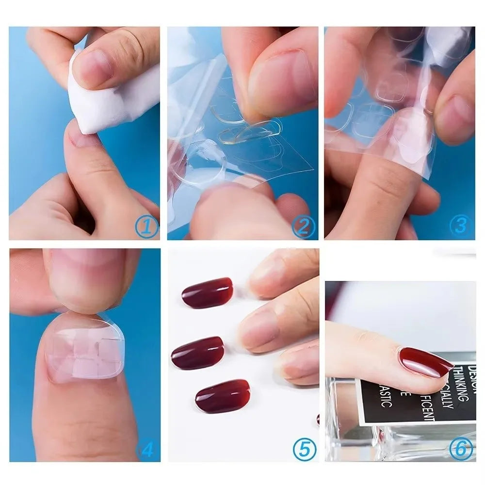 Nail Jelly Glue Double-Sided Tabs – 24 False Nail Stickers
