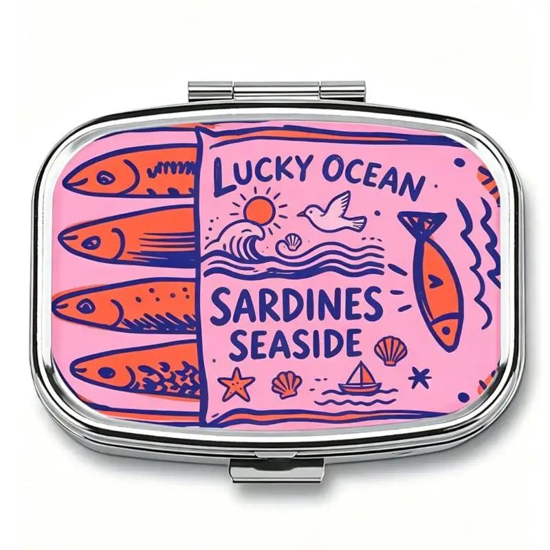 Vintage Sardines Metal Pill Box – 2-Compartment Fish Design