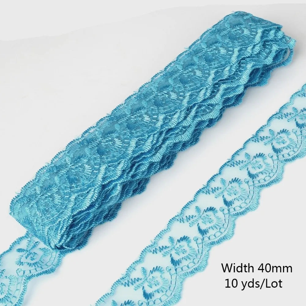 10 Yards Floral Embroidery Lace Trim – Hollow Polyester 40mm