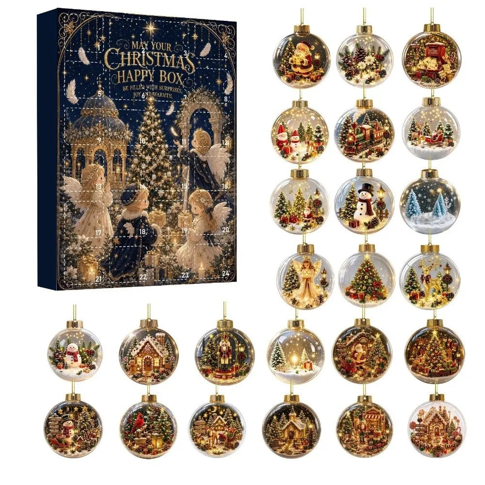 24-Piece Acrylic Christmas Advent Calendar Hanging Ornaments