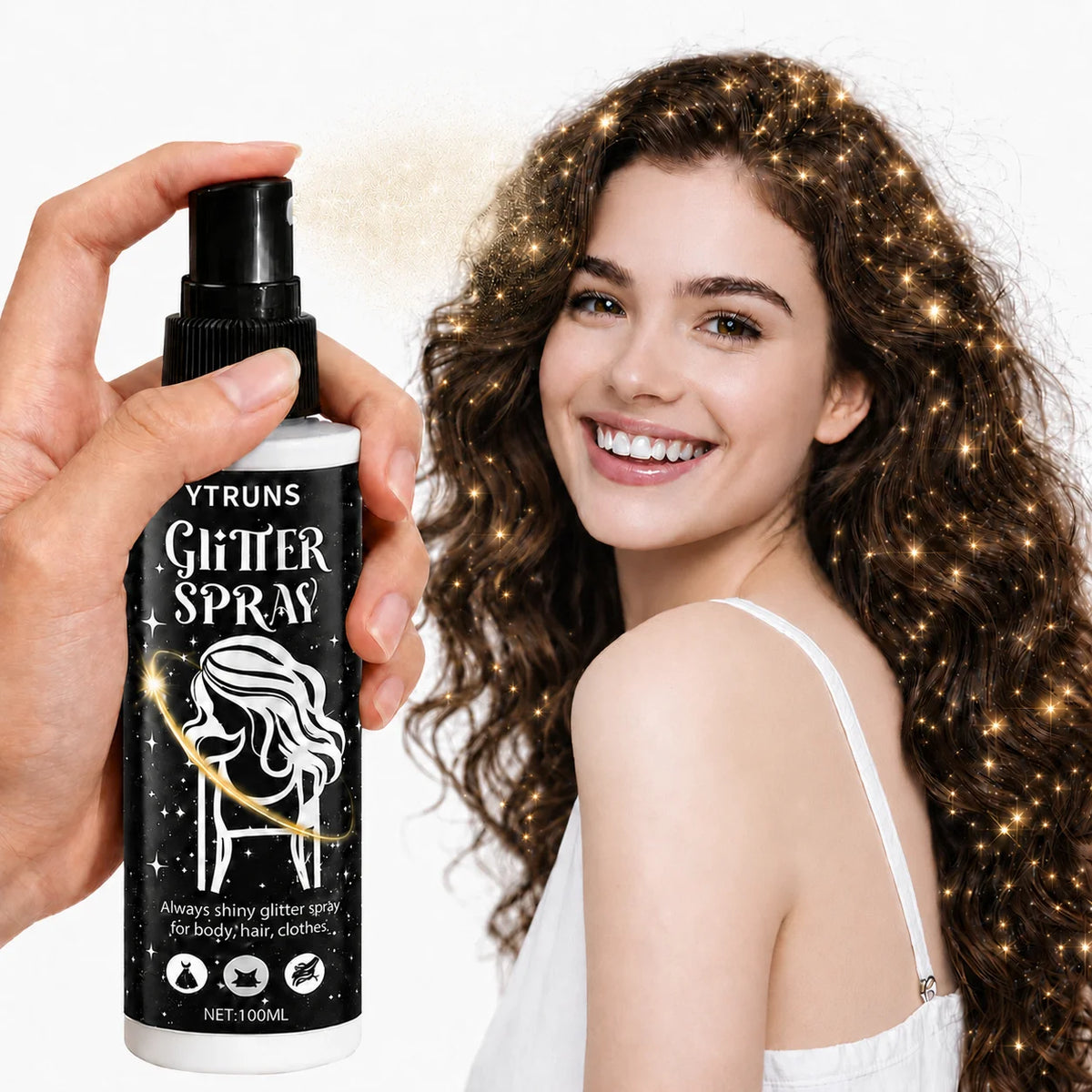 Yellow Glitter Spray 100ml – Shimmer Mist for Hair Body & Clothes