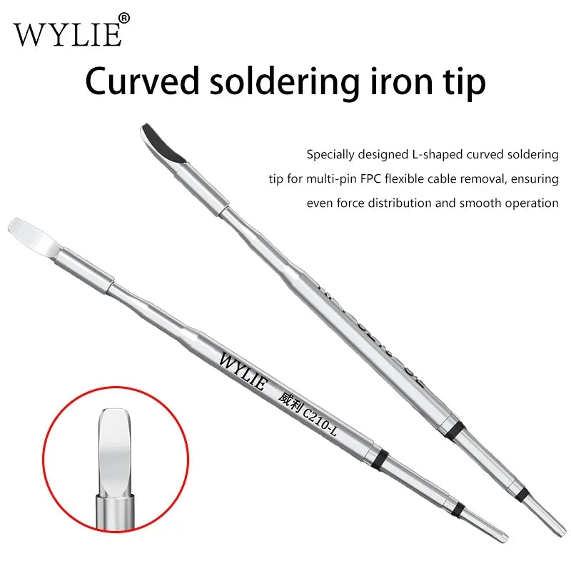WYLIE C210-L Curved Soldering Tip – FPC & PCB Rework