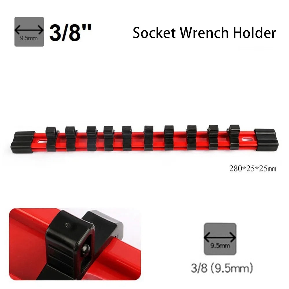 Socket Wrench Holder Rail – 1/4" 3/8" 1/2" Drive Organizer