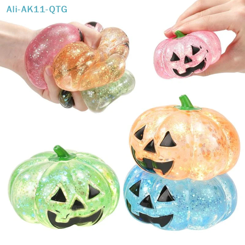 Halloween Glitter Pumpkin Squeeze Fidget Toy – Slow Rebound