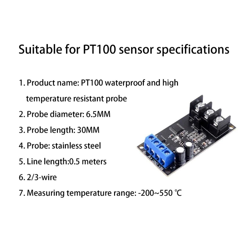PT100 Temperature Transmitter RS485 Modbus RTU Sensor Module