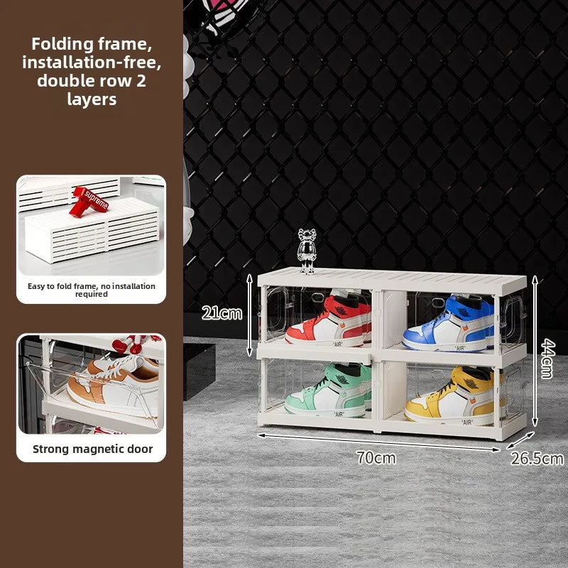 Multi-Tier Clear Shoe Rack – Dust-Proof Transparent Cabinet