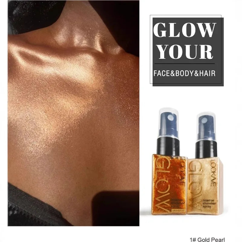 Shimmer Oil Spray – Gold Bronze Body & Face Liquid Highlighter