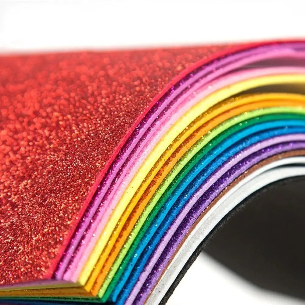 Self-Adhesive Glitter EVA Foam Paper A4 – 10-Pack Craft Sheets