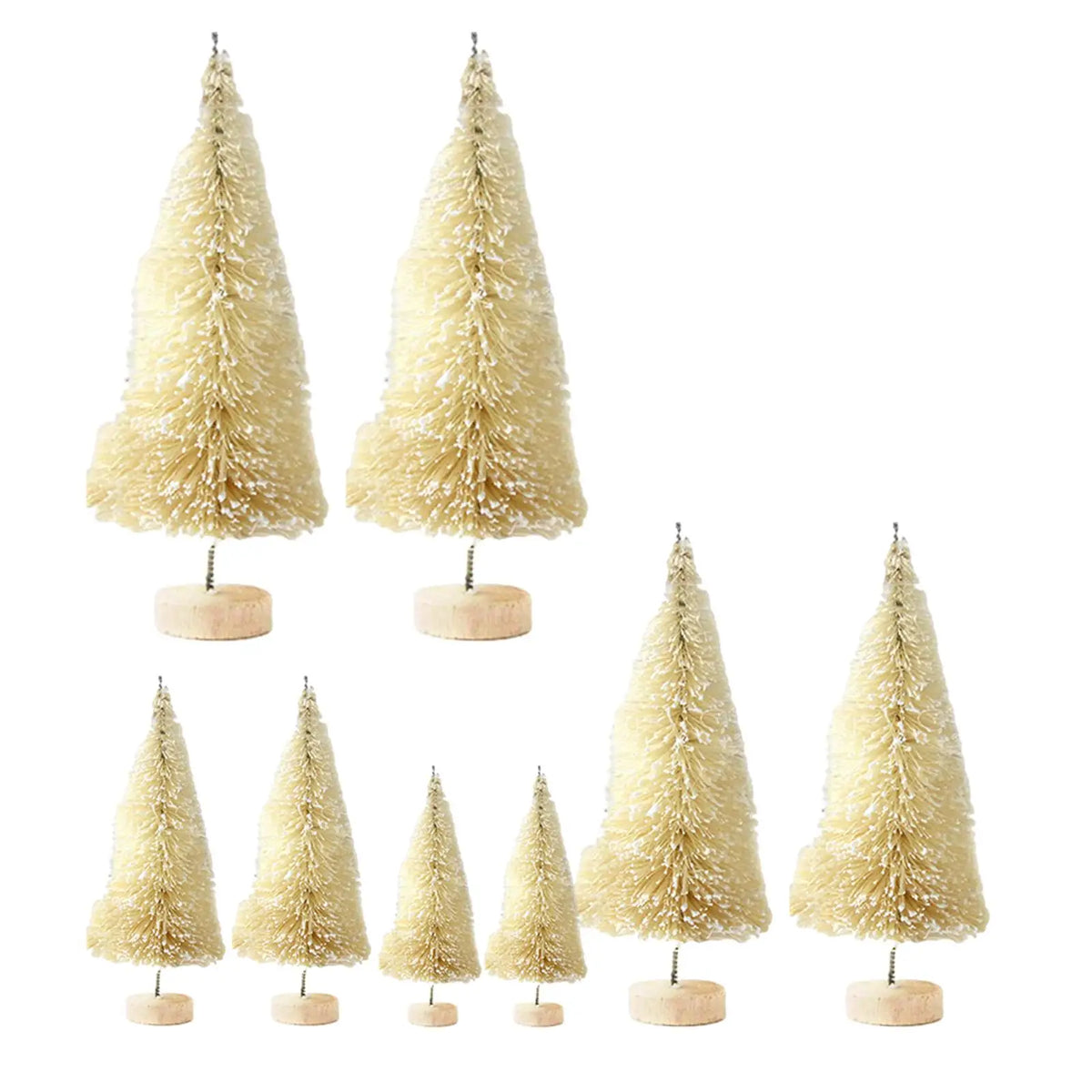 Miniature Pine Tree Set – 8 Bottle Brush Trees with Wooden Bases