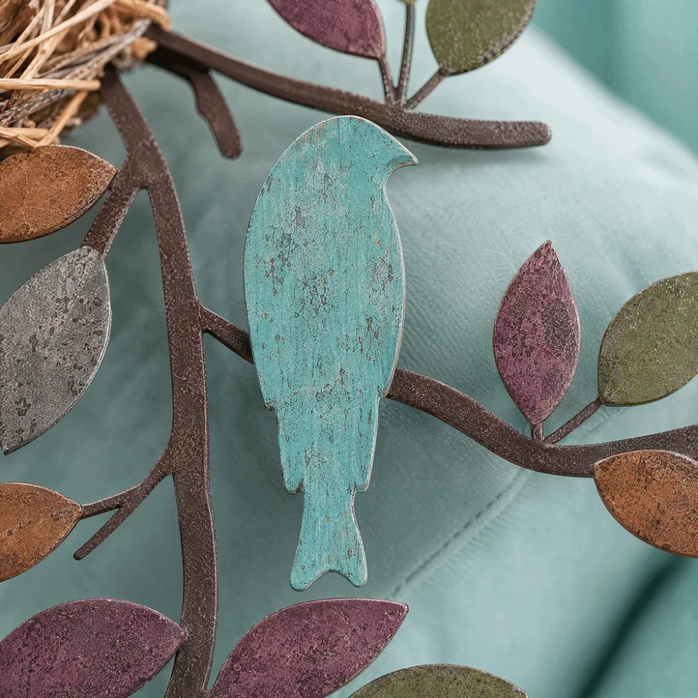 Rustic Metal Wall Art – Birds & Tree Branch Hanging Décor