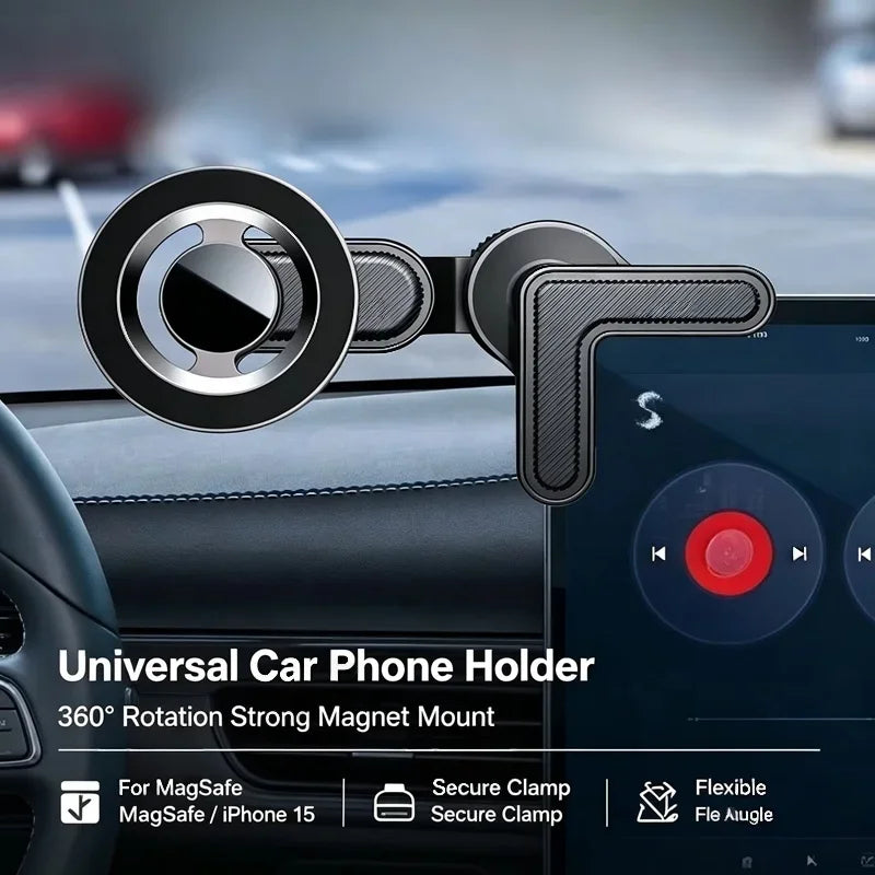 Magnetic Car Phone Mount – 360° Rotating MagSafe Holder