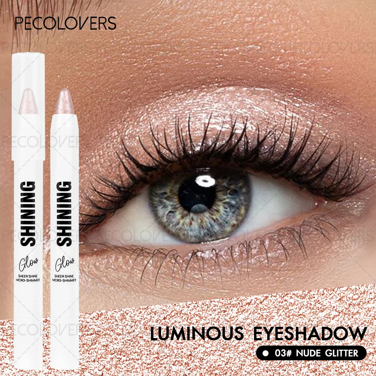 PECOLOVERS Shimmer Eyeshadow Stick – Waterproof Long-Lasting