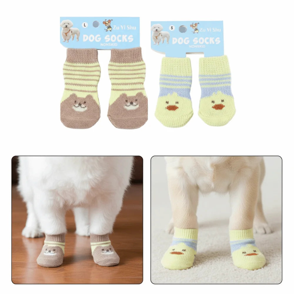 Non-Slip Cotton Dog Socks – Warm Booties for Small Breeds
