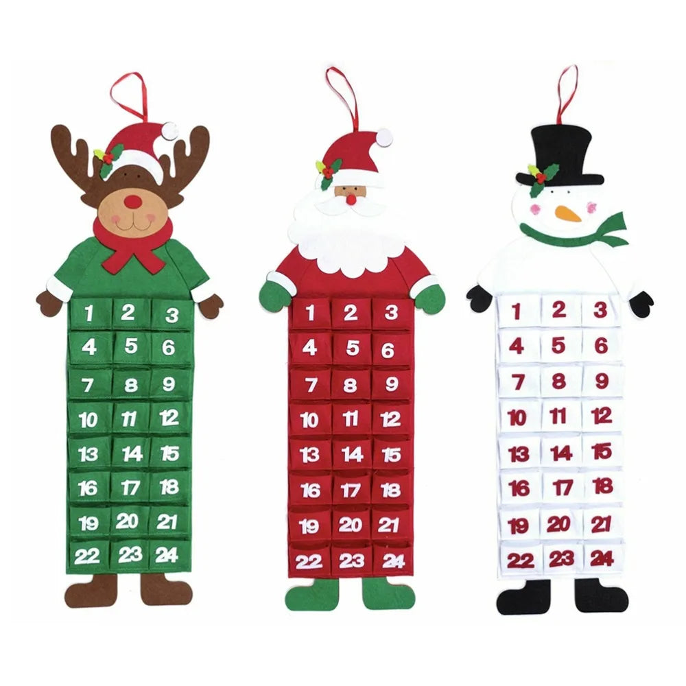 Felt Christmas Tree Advent Calendar – 24 Pocket Hanging Decor
