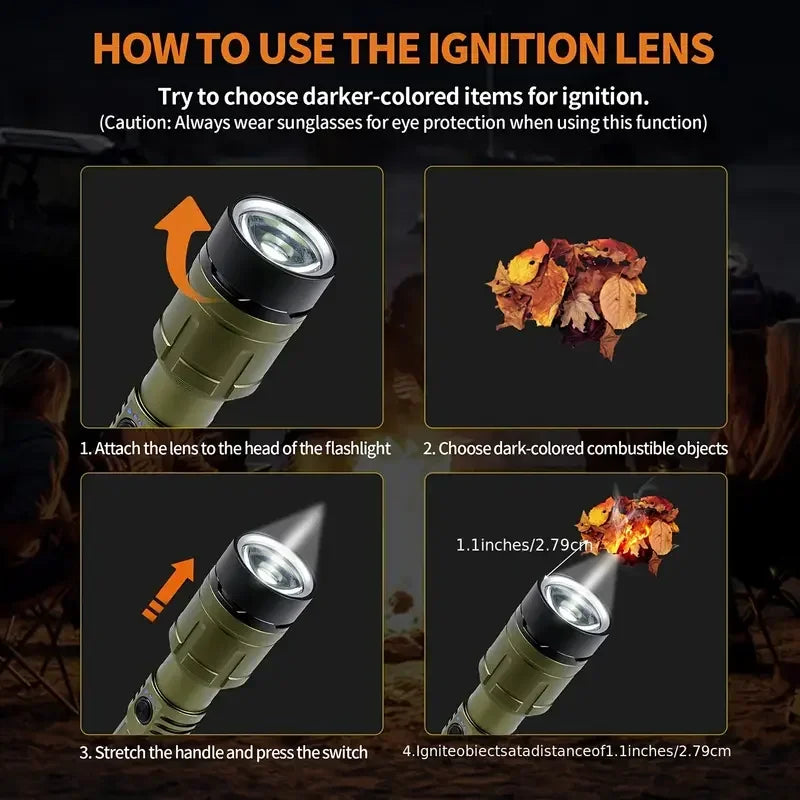 SAMMY 1200LM Tactical Flashlight – Zoomable IPX7 Waterproof