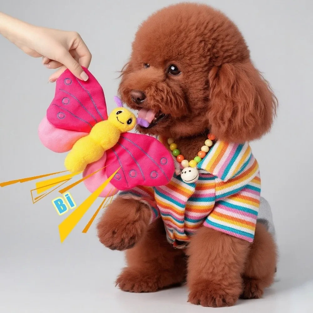 Squeaky Butterfly Plush Dog Toy – Crinkle & Interactive Chew