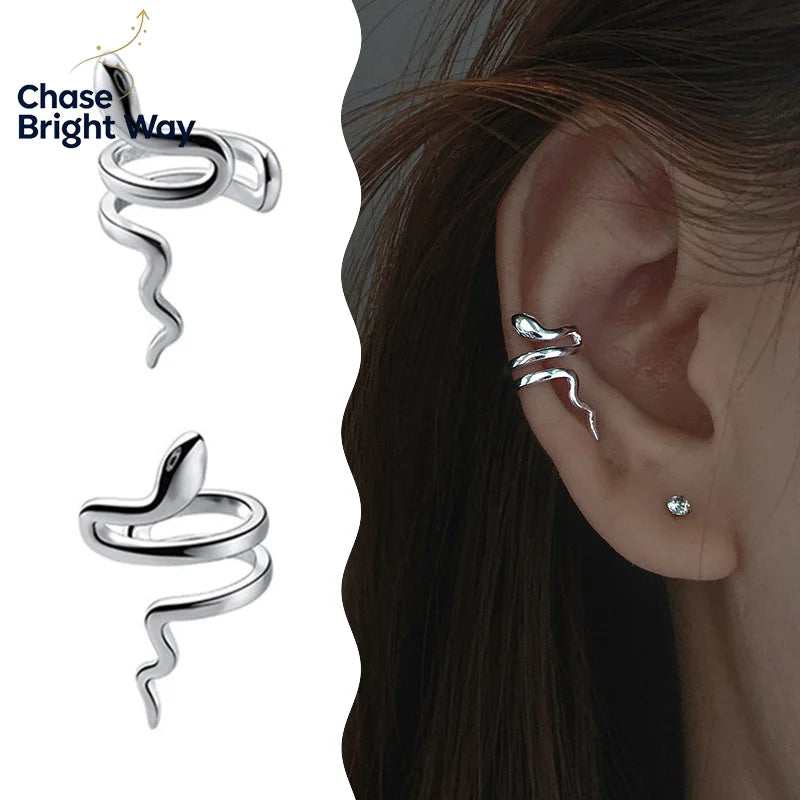 Punk Snake Ear Cuff Clip-On Earrings – No Piercing, 1 Pair