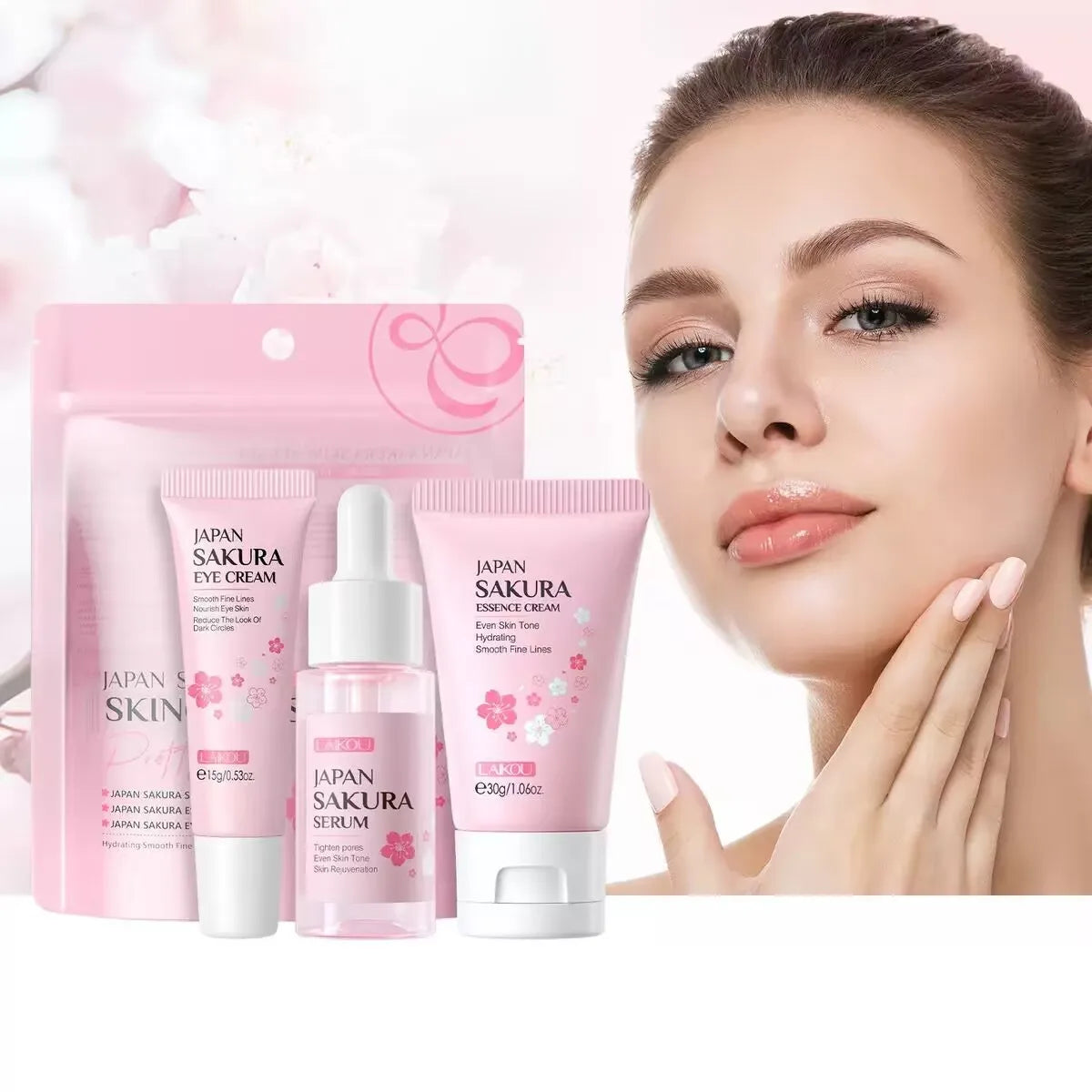 Sakura Skincare 3-Piece Set – Serum, Eye Cream & Essence