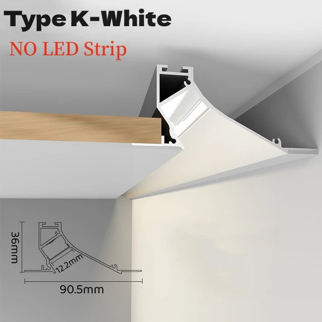 Recessed Corner LED Aluminum Profile Channel 0.5m/1m Ceiling