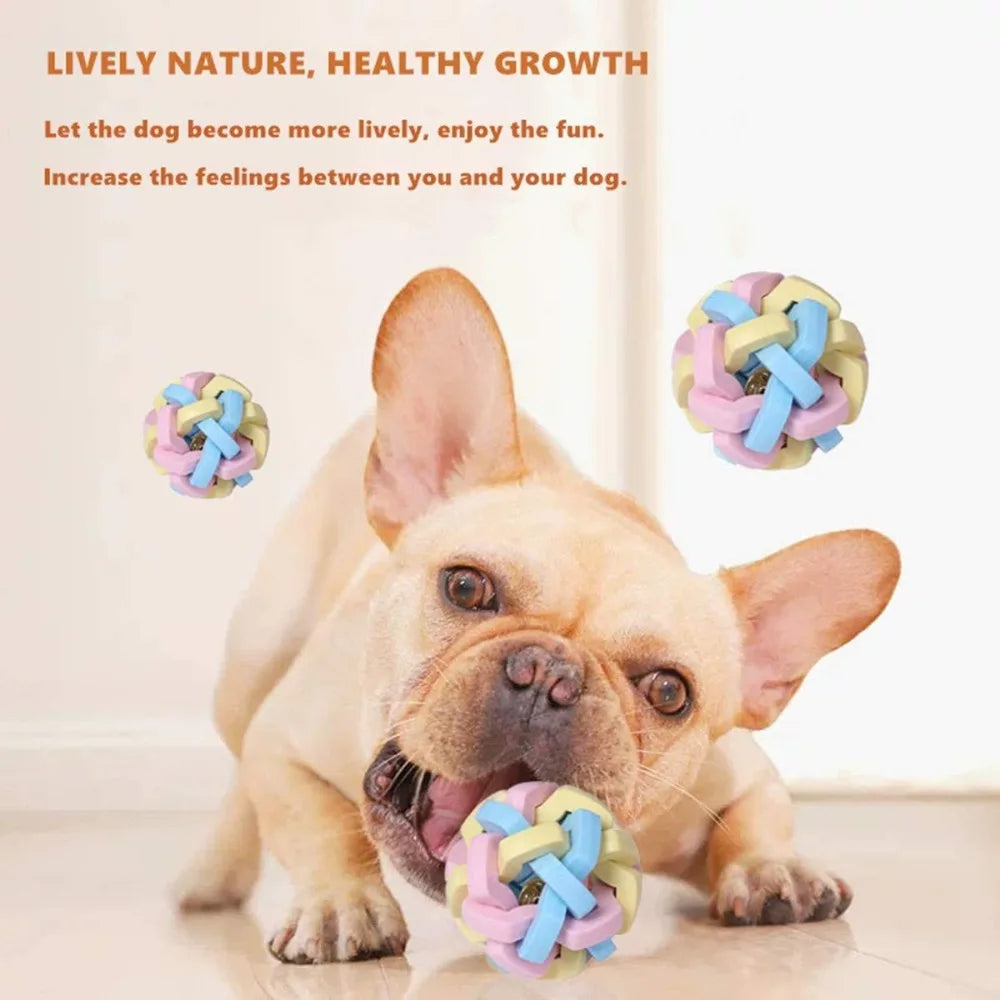 TPR Woven Bell Ball – Bite-Resistant Chew Toy for Cats & Dogs