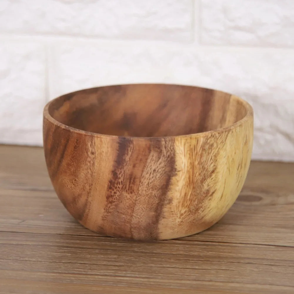 Solid Wood Salad & Rice Bowl – Burr-Free, Deep, Multi-Size