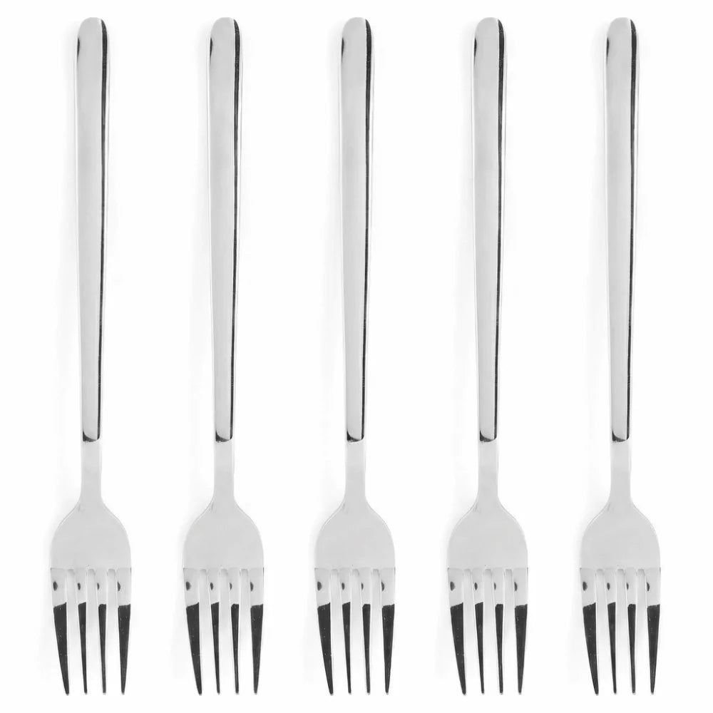 5-Pack Stainless Steel Dinner Forks – Polished Black Set
