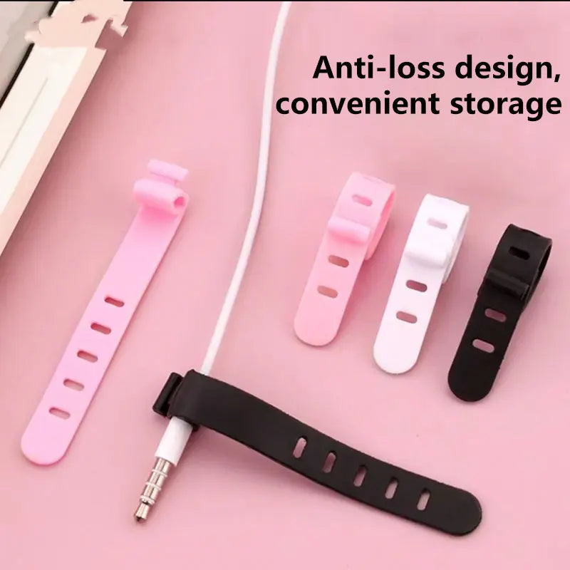 10-Pack Silicone Cable Ties – Cord & Wire Organizer Clips